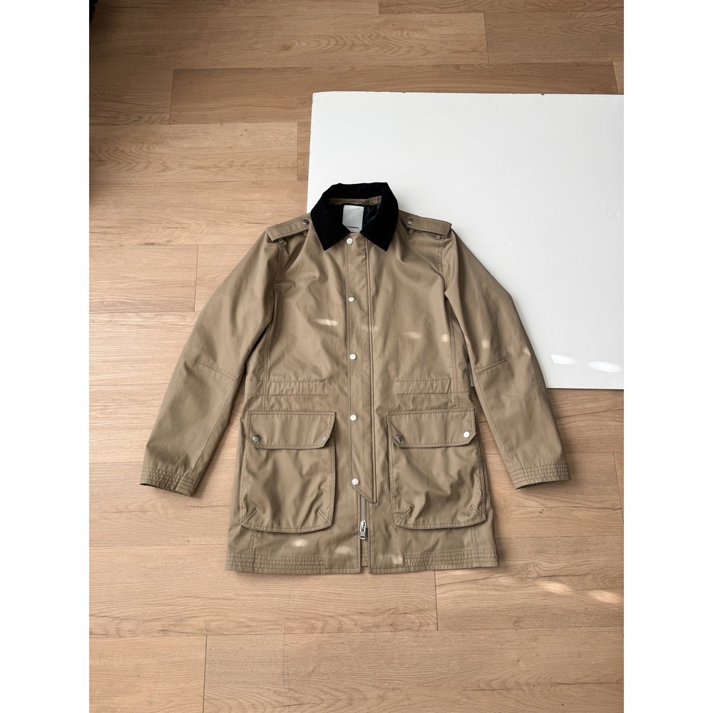 J.Lindeberg‎ Mens Khaki Field Jacket Corduroy Collar Tan Utility Coat Size L